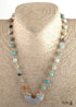 Boho Necklace, RH Rose Quart Amazonite, Half Moon Pink Natural Stone